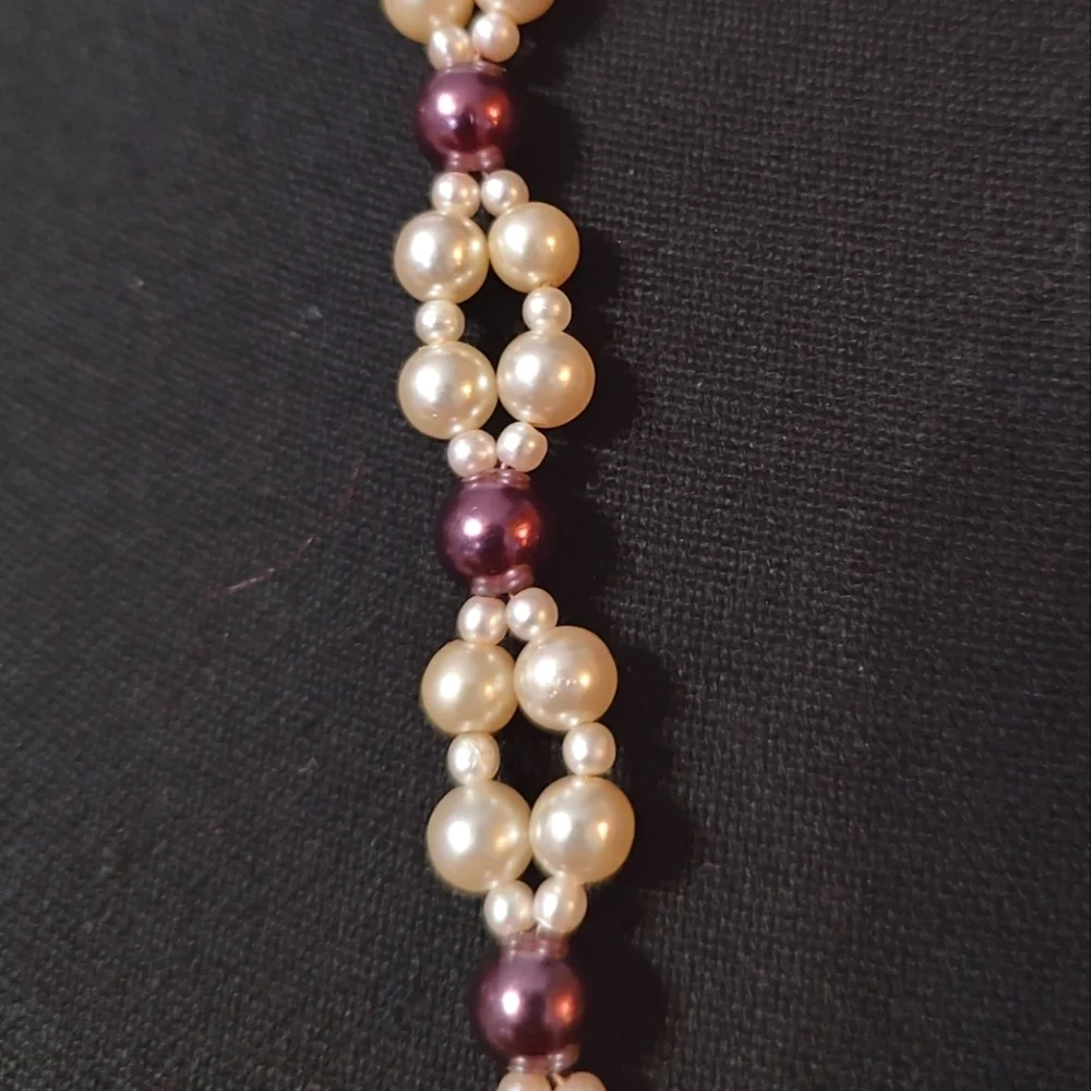 70s Vintage Faux Pearl Necklace With Tassel Details